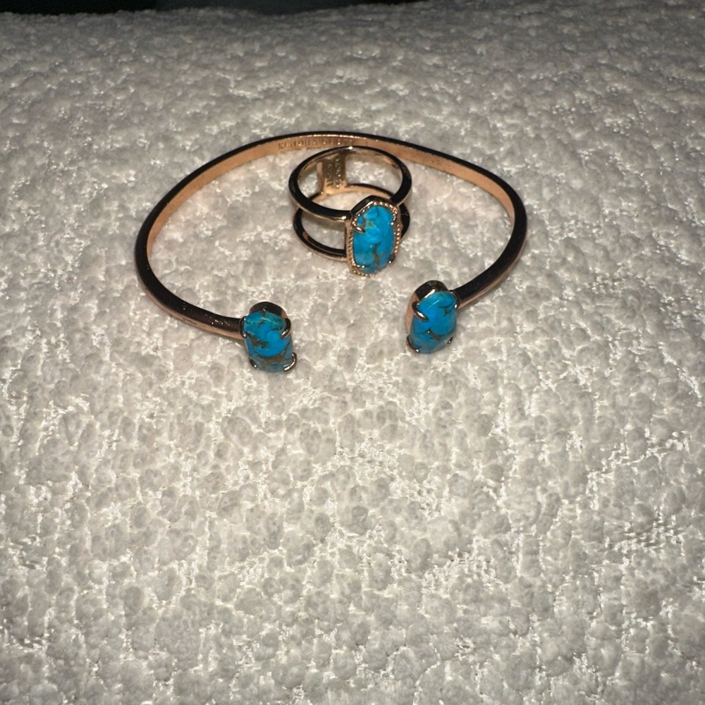 Kendra Scott Turquoise Stone Bracelet and Ring Set